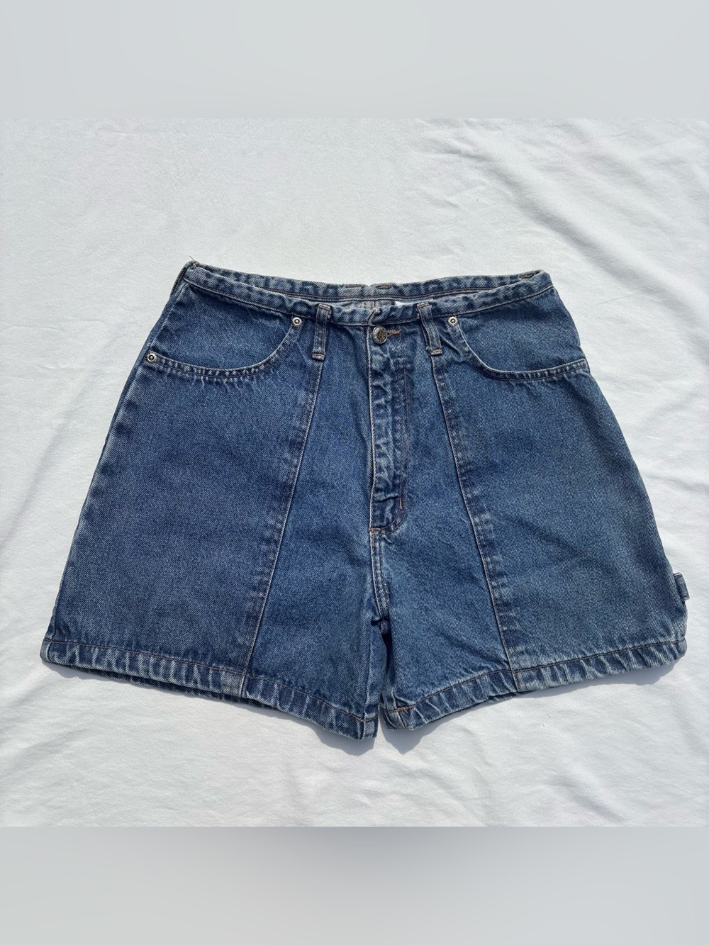 Vintage 90s Alaska Blues Cargo Denim Shorts size 7/8 Carpenter Utility Mom Jorts